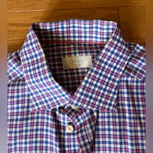 Eton Men's Multicolor Checkered Dress Shirt (sz 42 16)